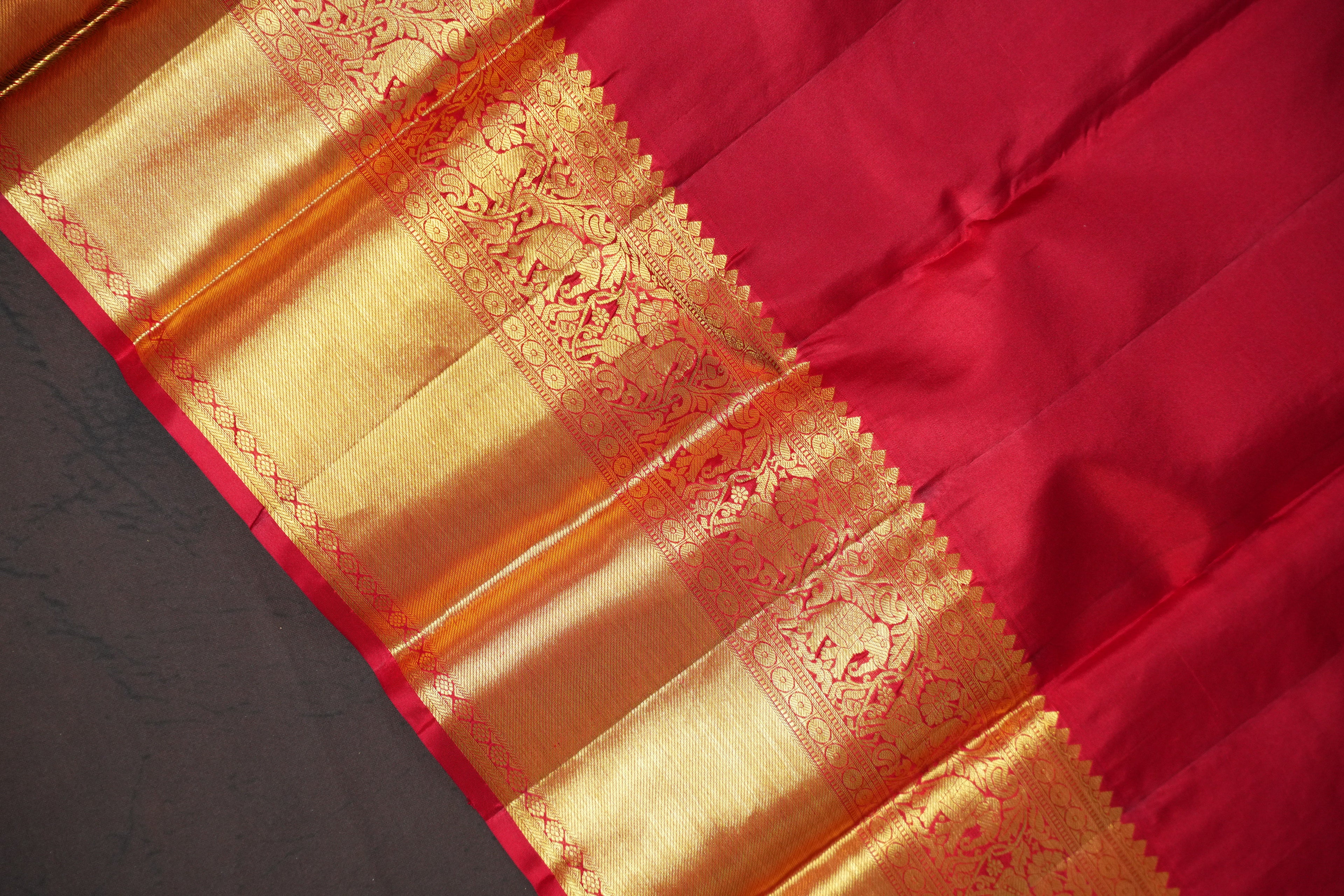 Mustard Yellow Kanchi Pattu Saree with Rich Zari Border