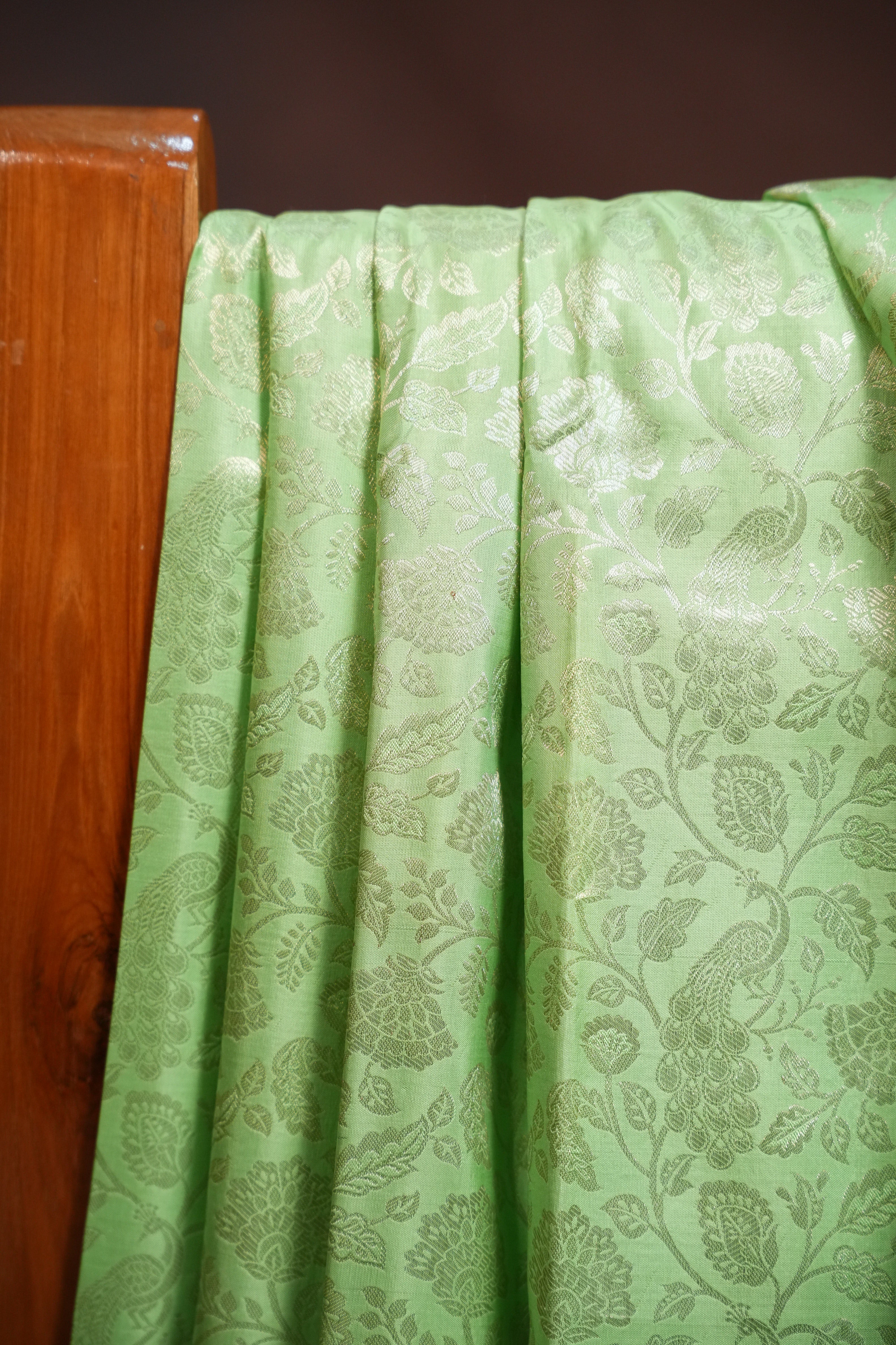 Mint Green Kanchi Pattu Saree with Pink Gold Zari Border