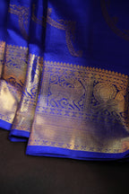 Royal Blue Kanchi Pattu Saree with Silver Zari Border