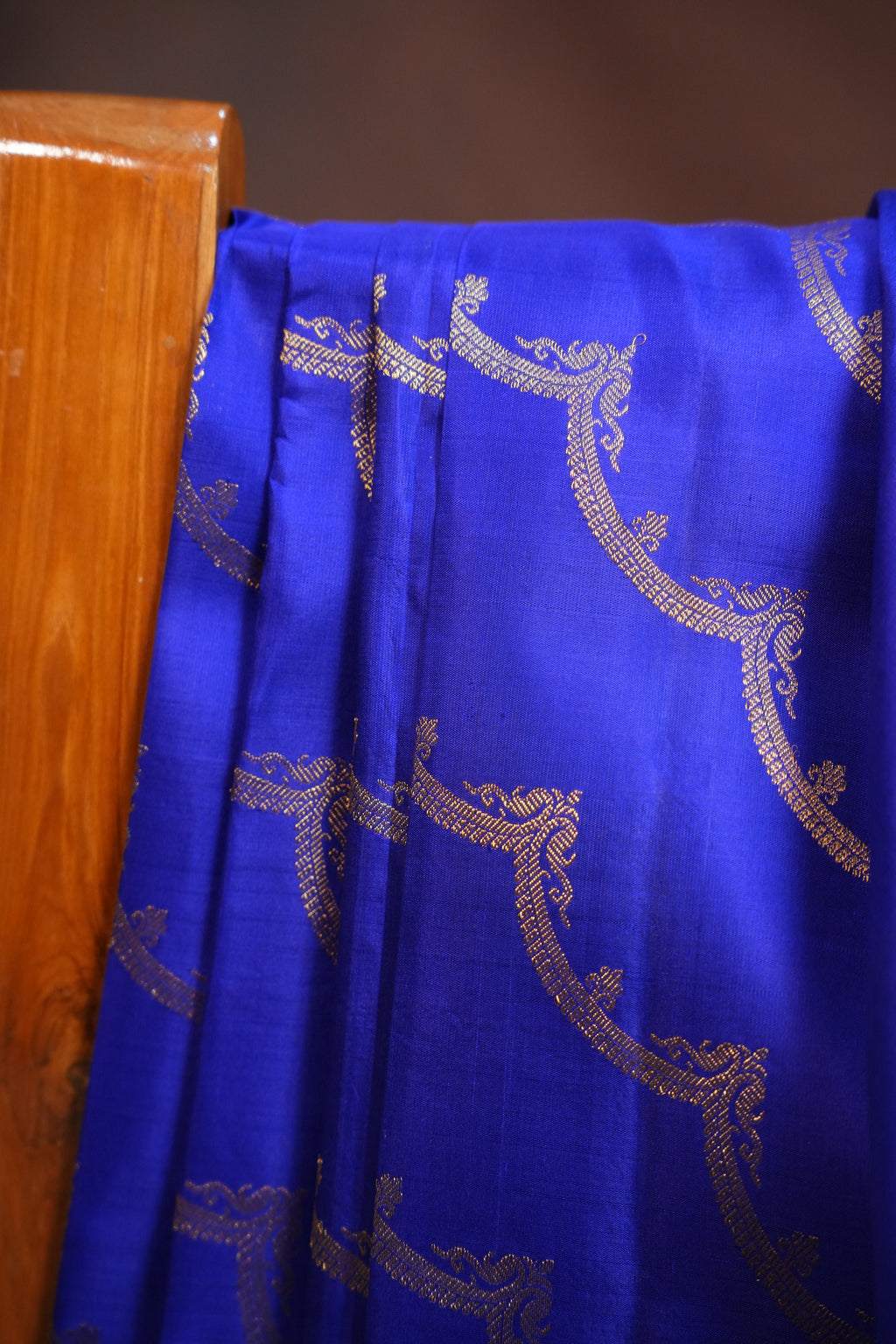 Royal Blue Kanchi Pattu Saree with Silver Zari Border