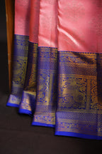 Baby Pink Kanchi Pattu Saree with Royal Blue Zari Border