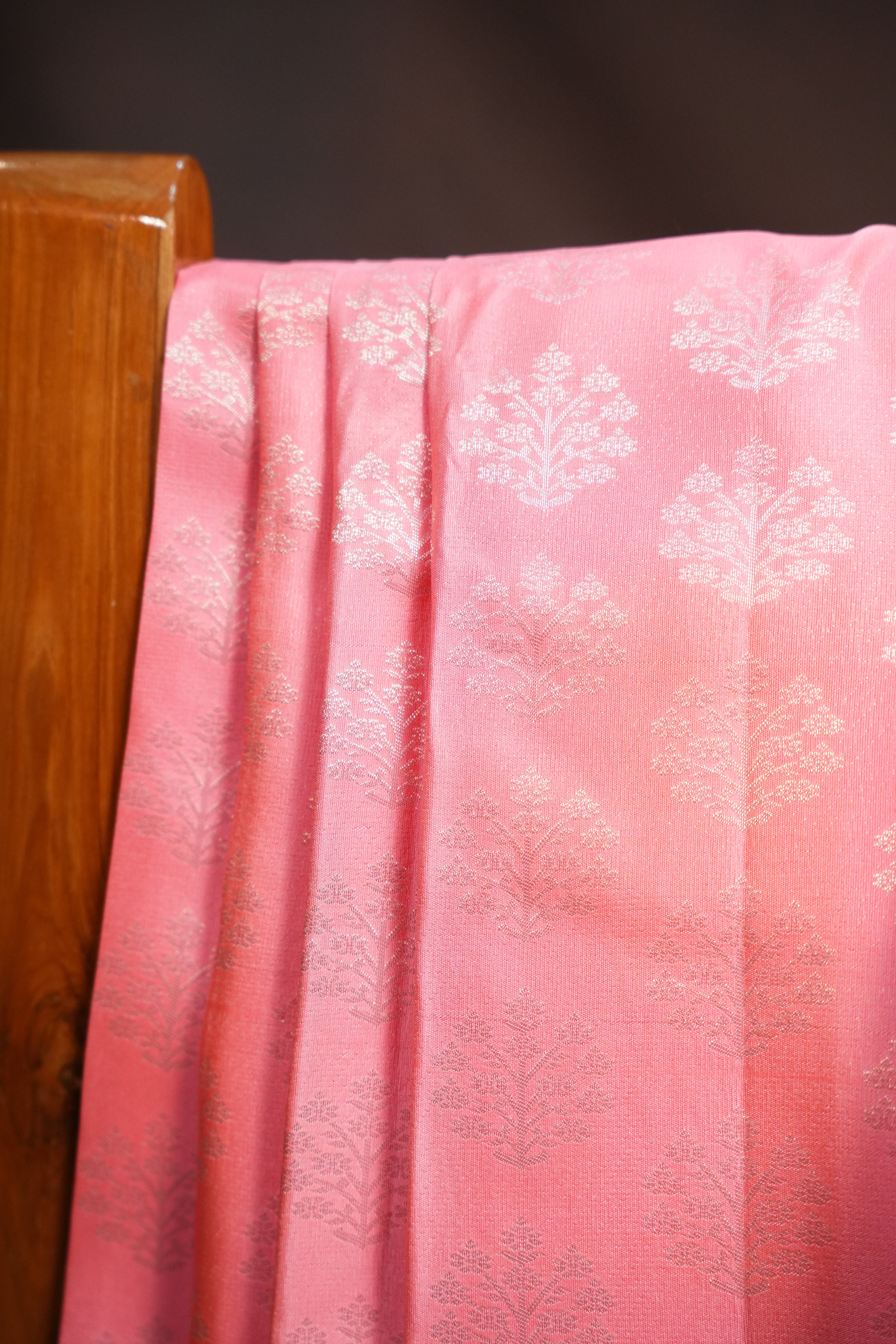 Baby Pink Kanchi Pattu Saree with Royal Blue Zari Border