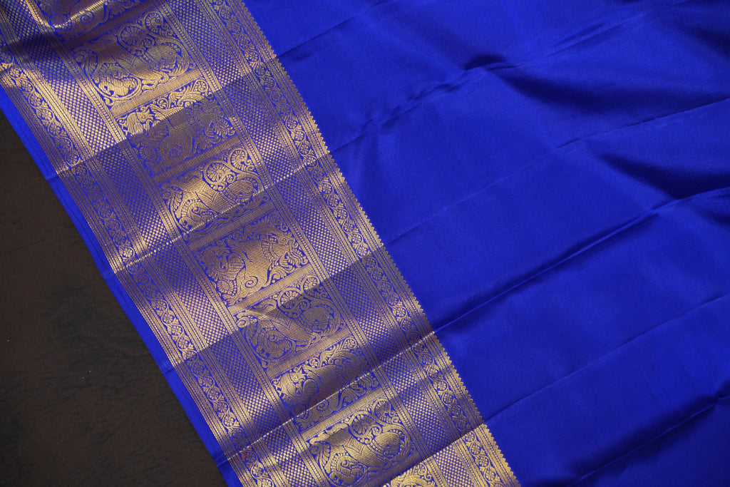 Baby Pink Kanchi Pattu Saree with Royal Blue Zari Border