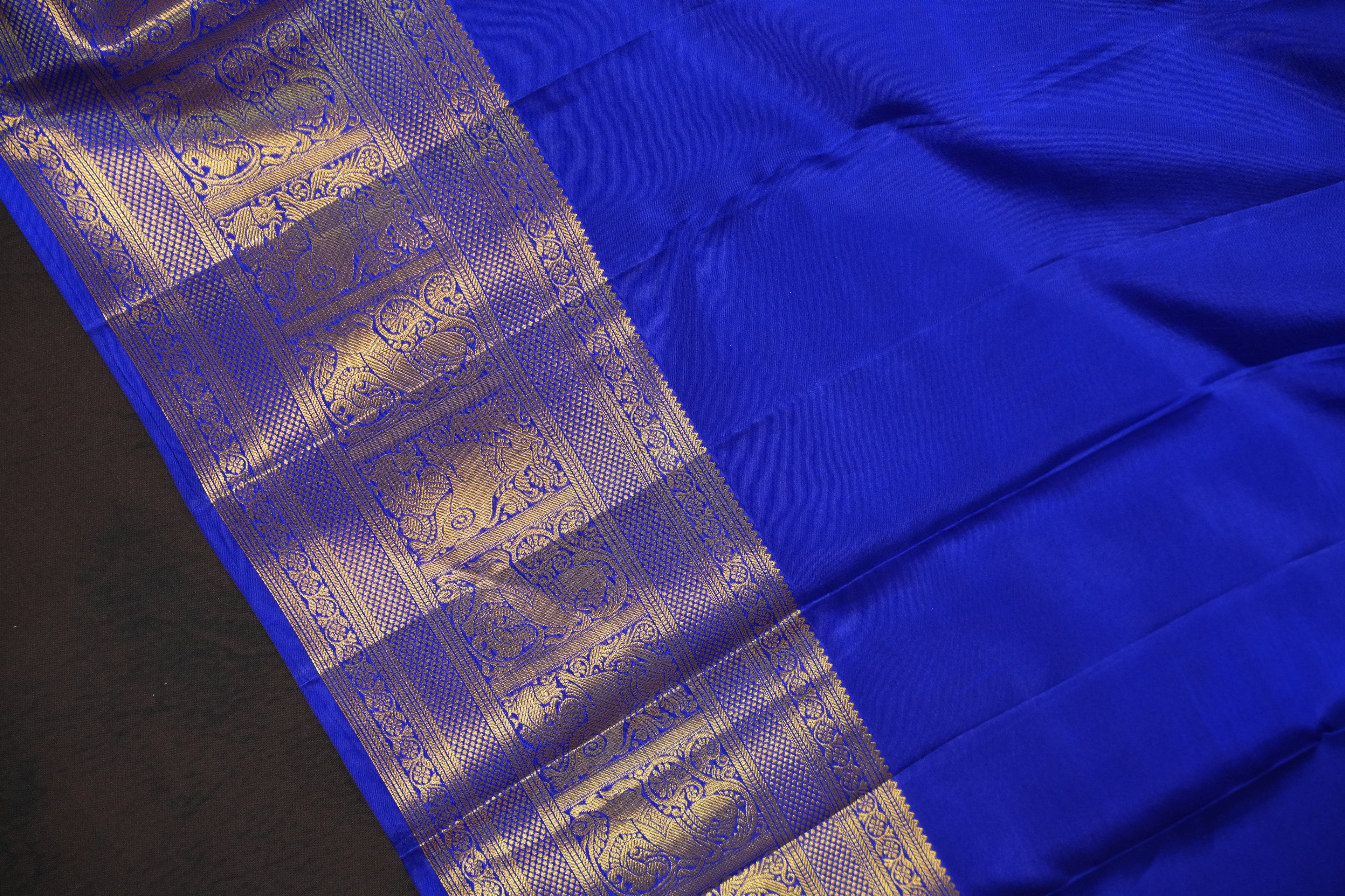 Baby Pink Kanchi Pattu Saree with Royal Blue Zari Border