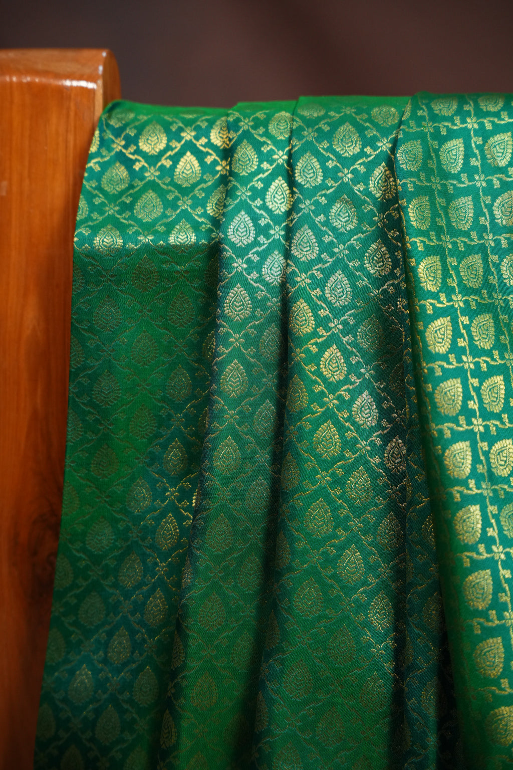 Green Kanchi Pattu Saree with Pink Zari Border
