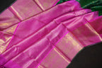 Green Kanchi Pattu Saree with Pink Zari Border