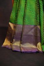 Green Kanchi Pattu Saree with Purple Zari Border