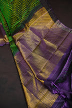 Green Kanchi Pattu Saree with Purple Zari Border