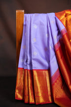Lavender Kanchi Pattu Saree with Rich Red Zari Border