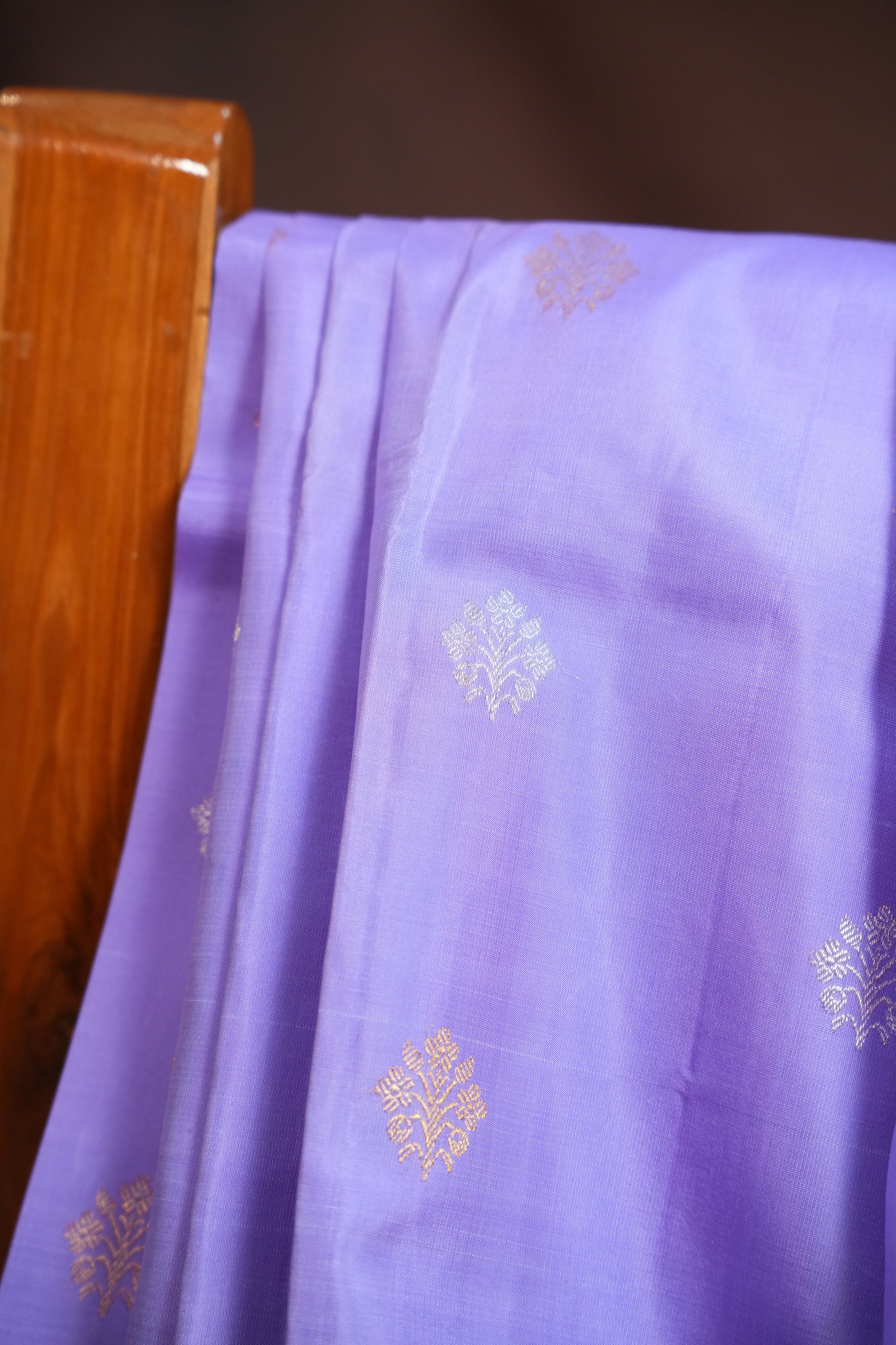 Lavender Kanchi Pattu Saree with Rich Red Zari Border