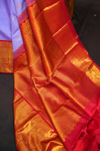 Lavender Kanchi Pattu Saree with Rich Red Zari Border