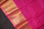 Turquoise Kanchi Pattu Saree with Pink Zari Border