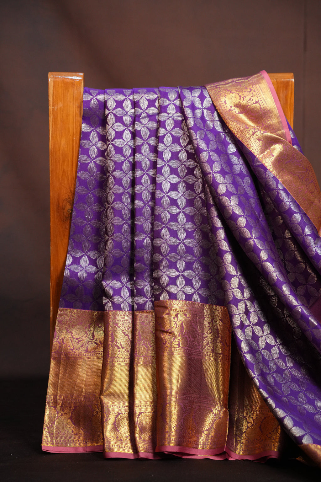 Purple Kanchi Pattu Saree with Rich Gold Zari Border