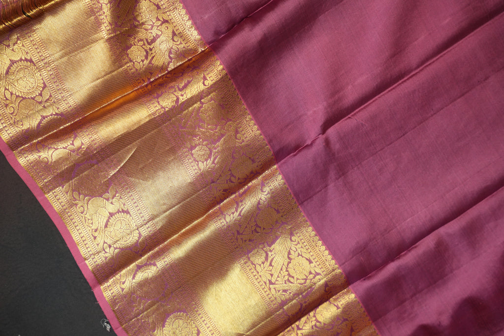 Purple Kanchi Pattu Saree with Rich Gold Zari Border