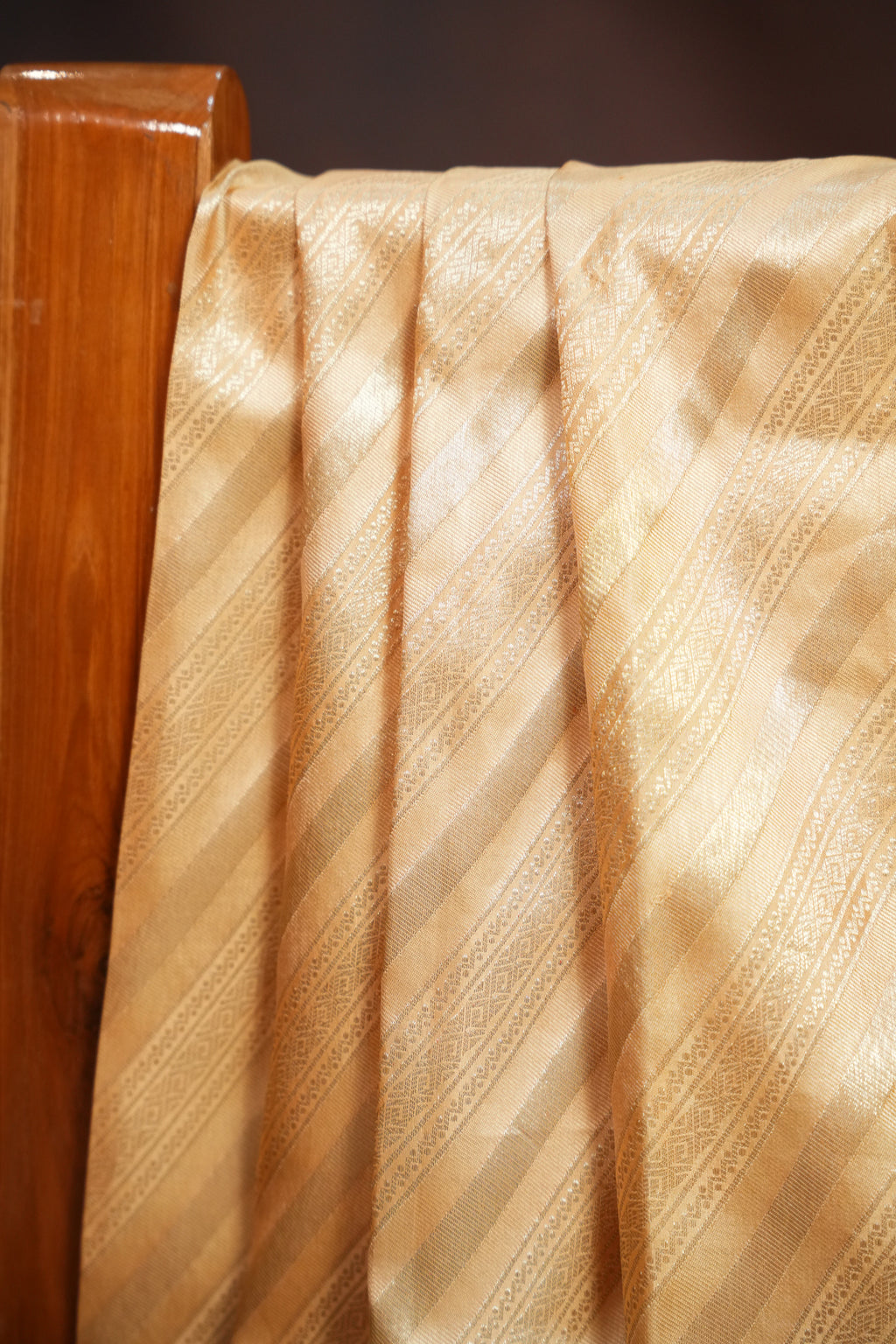 Cream Kanchi Pattu Saree with Royal Purple Zari Border