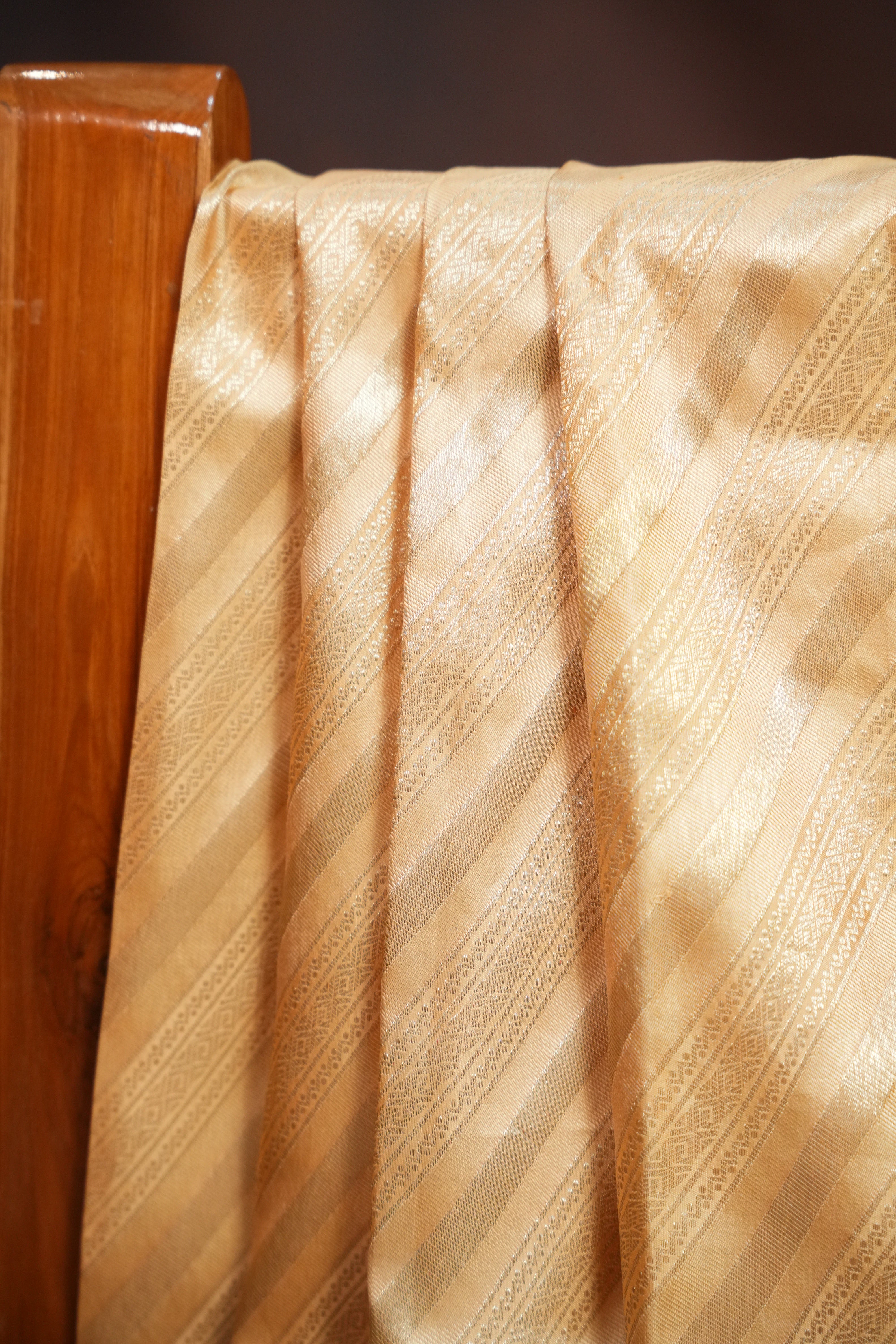 Cream Kanchi Pattu Saree with Royal Purple Zari Border