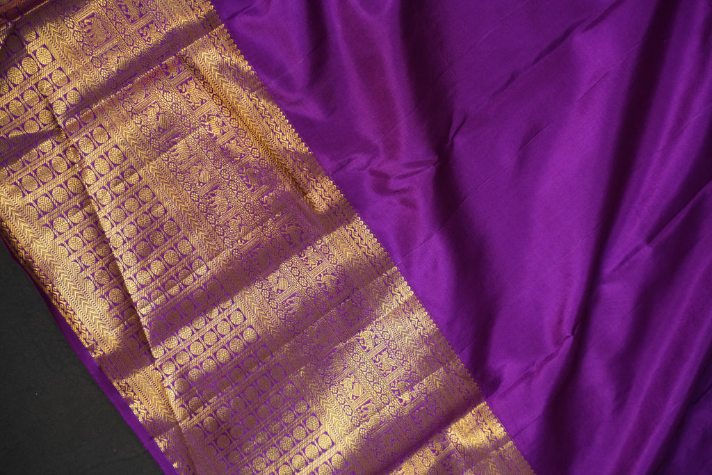 Purple Kanchi Pattu Saree with Rich Gold Zari Border