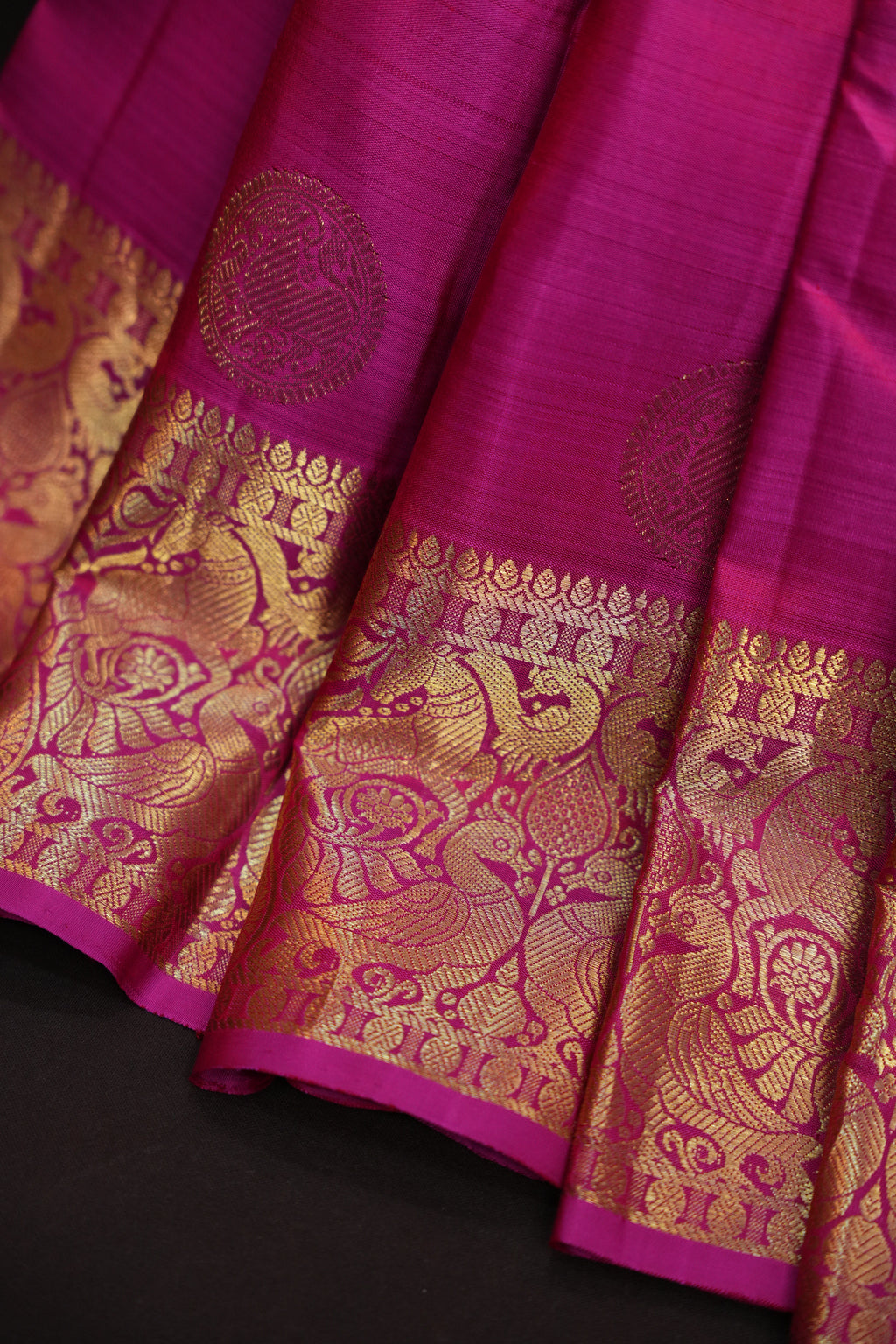 Pink Kanchi Pattu Saree with Rich Gold Zari Border