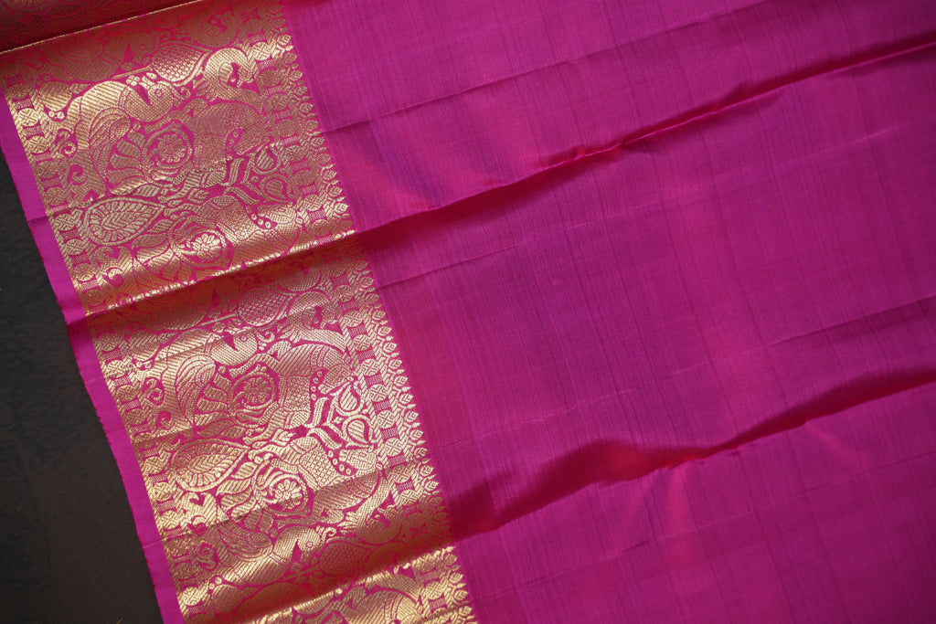 Pink Kanchi Pattu Saree with Rich Gold Zari Border