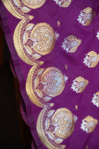 Purple Banaras Saree with Silver Zari Buttas