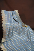 Grey Banaras Saree with Silver Zari Border