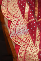 Maroon Banaras Saree with Gold Zari Stripes