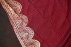 Maroon Banaras Saree with Gold Zari Stripes