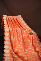 Peach Banaras Saree with Silver Zari Motifs