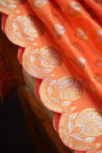 Peach Banaras Saree with Silver Zari Motifs