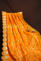 Mustard Yellow Banaras Saree with Silver Zari Motifs
