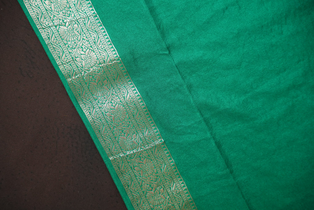 Navy Blue Fancy Banaras Saree with Silver Floral Weaving