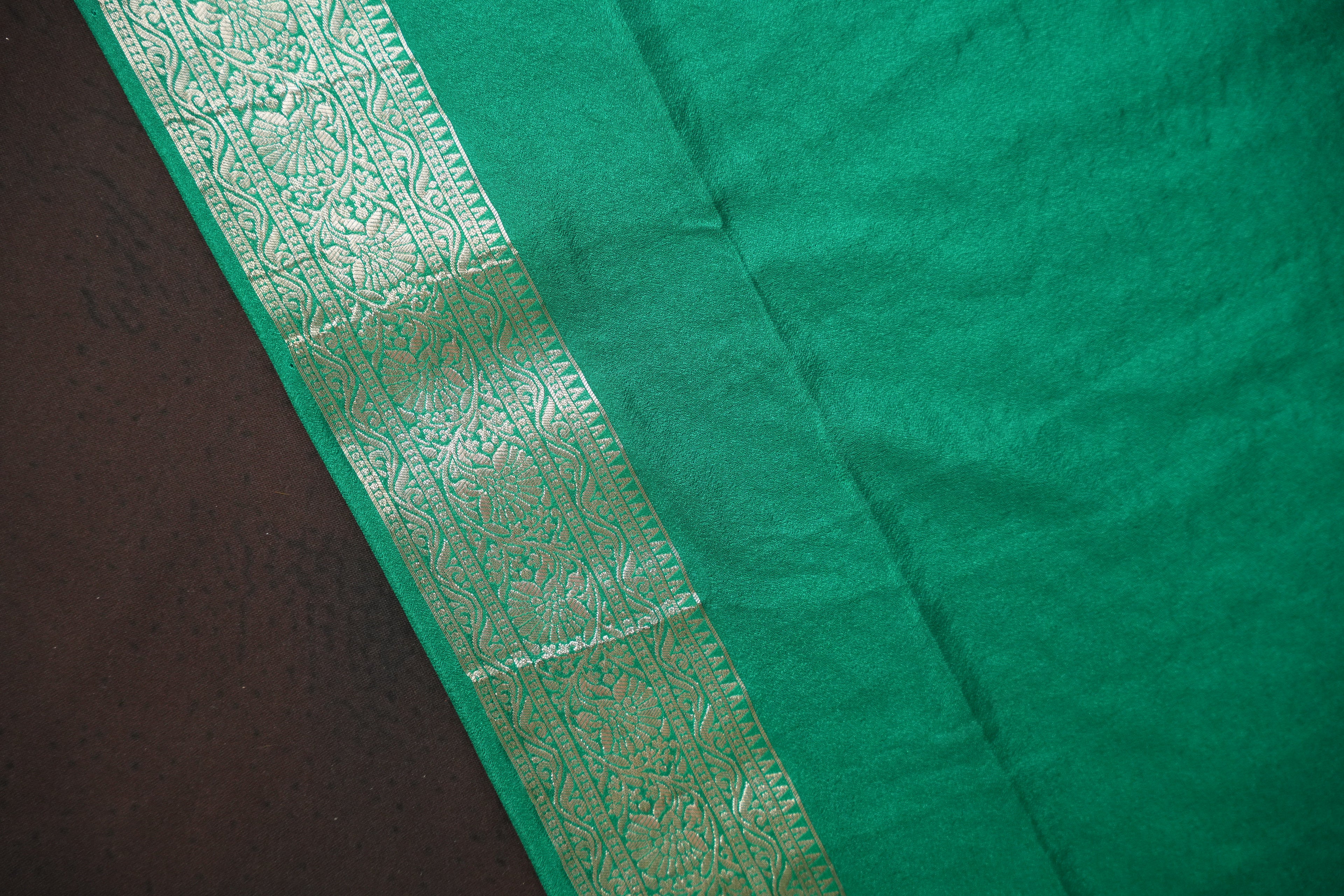 Navy Blue Fancy Banaras Saree with Silver Floral Weaving