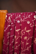 Wine Purple Fancy Banaras Saree with Silver Bird Weaving