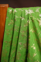 Parrot Green Fancy Banaras Saree with Silver Floral Weaving