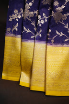 Royal Blue Fancy Banaras Saree with Silver Floral Weaving