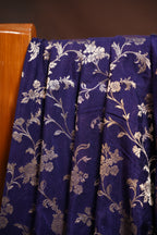Royal Blue Fancy Banaras Saree with Silver Floral Weaving