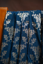 Royal Blue Fancy Banaras Saree with Silver Floral Bird Weaving