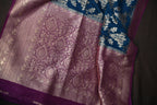 Royal Blue Fancy Banaras Saree with Silver Floral Bird Weaving