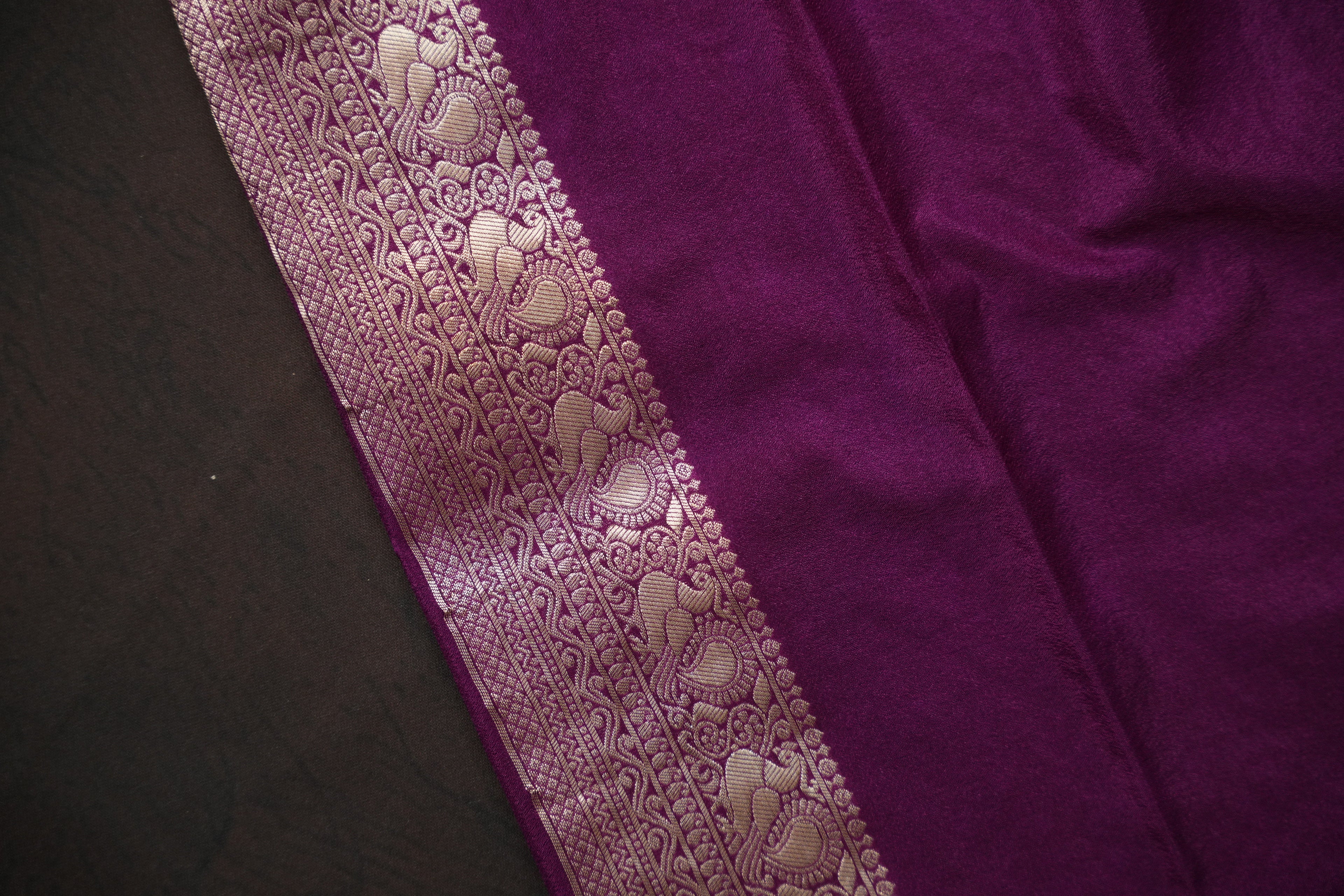 Royal Blue Fancy Banaras Saree with Silver Floral Bird Weaving