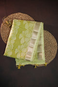 Pastel Green Benaras Saree with Floral Woven Design
