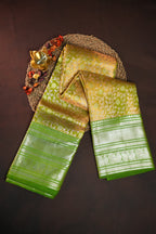 Parrot Green Kanchi Bridal Saree with Rich Zari Weaving