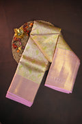 Pastel Pink Kanchi Bridal Saree with Paisley Zari Design