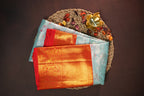 Ice Blue Kanchi Bridal Saree with Rich Gold Zari