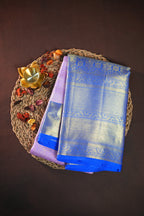 Royal Blue Kanchi Bridal Saree with Silver Zari Weaving