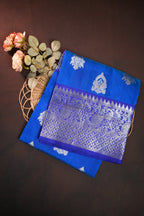 Royal Blue Maharani Pattu Saree with Silver Zari Weaving