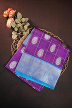 Purple Maharani Pattu Saree with Silver Zari Checks
