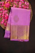 Lavender Pink Kanchi Vintage Silk Saree with Antique Zari Border