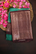 Emerald Green Kanchi Vintage Silk Saree with Antique Zari Border