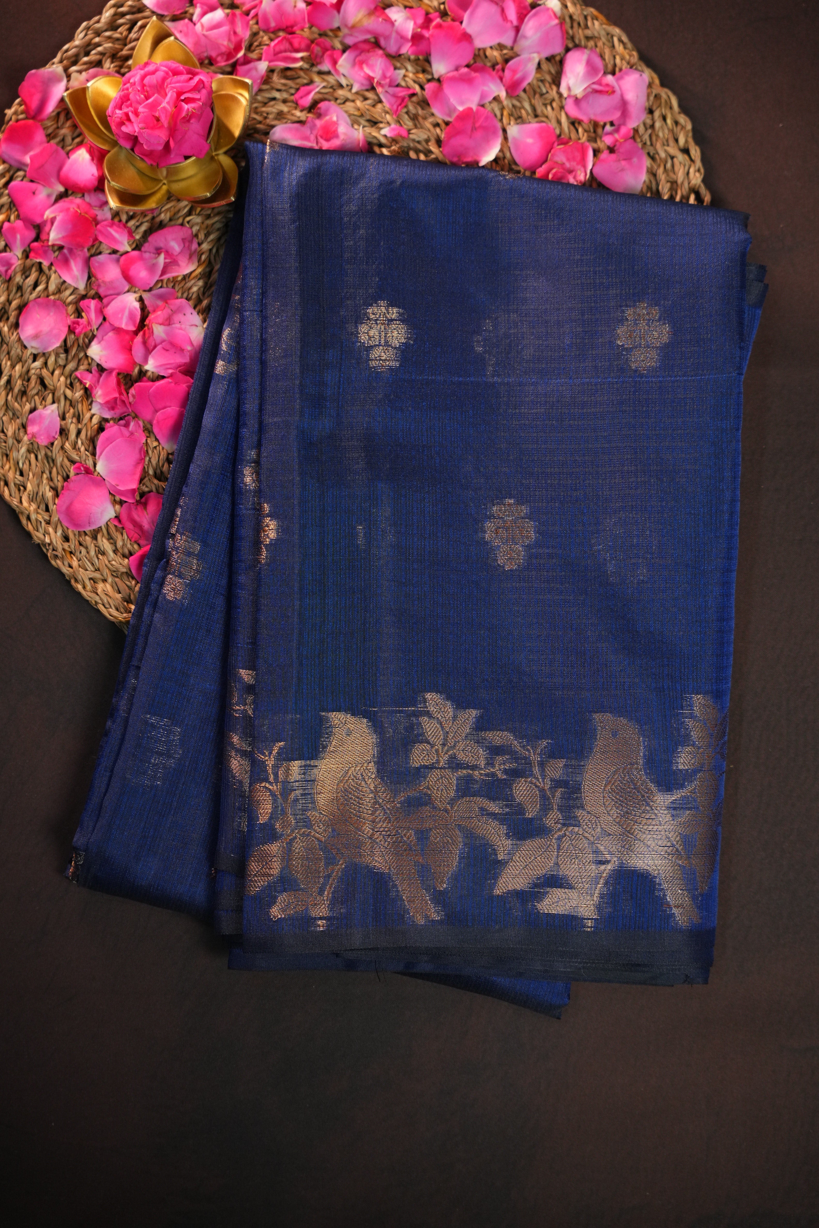 Royal Blue Banaras Silk Saree with All Over Butta Design