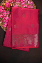 Rani Pink Banaras Silk Saree with All Over Butta Design